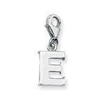 SILVER INITIAL ON CARABINER CLIP - PENDANT OR CHARM