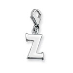 SILVER INITIAL ON CARABINER CLIP - PENDANT OR CHARM