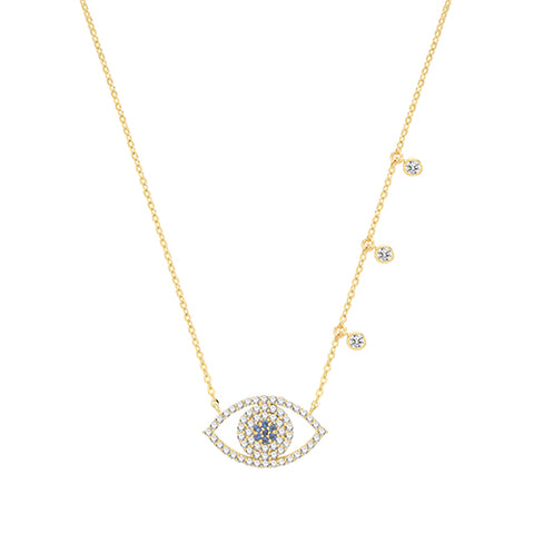 9CT GOLD CUBIC ZIRCONIA EVIL EYE NECKLACE