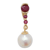 9CT GOLD RUBY & CULTURED PEARL DROP PENDANT