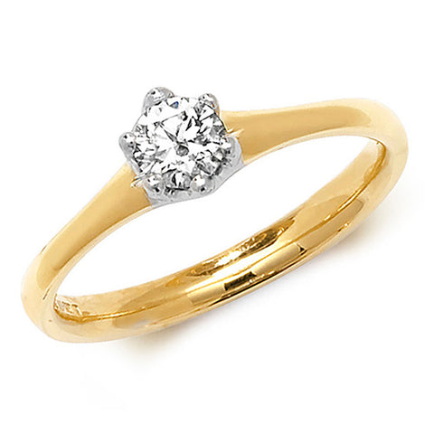 18CT GOLD SIX CLAW DIAMOND SOLITAIRE