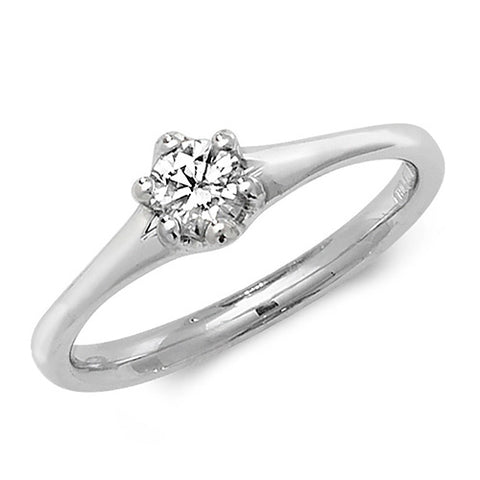 18CT WHITE GOLD SIX CLAW DIAMOND SOLITAIRE