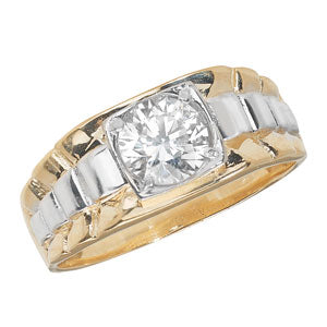 9CT TWO COLOUR GOLD CUBIC ZIRCONIA RING