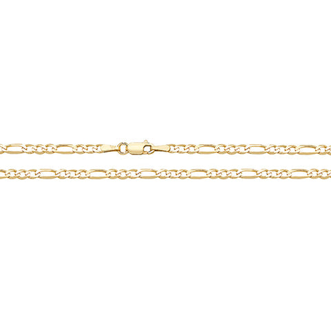 9CT GOLD 2.8MM FIGARO CHAIN ANKLET