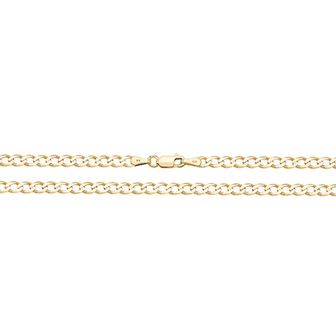 9CT GOLD 3.5MM FLAT BEVELLED CURB CHAIN ANKLET