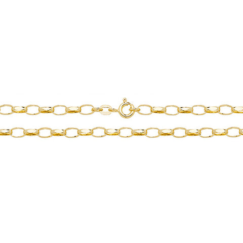 9CT GOLD 4.5MM FACETED OVAL BELCHER CHAIN