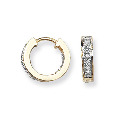 9CT GOLD DIAMOND INSIDE OUT HUGGIE HOOPS