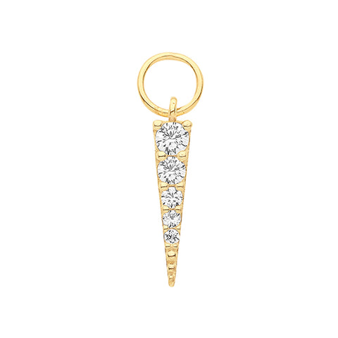 9CT GOLD CUBIC ZIRCONIA SPIKE EARRING CHARM