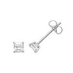 9CT WHITE GOLD SQUARE CUBIC ZIRCONIA STUD EARRINGS