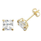 9CT GOLD SQUARE CUBIC ZIRCONIA STUD EARRINGS
