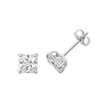 9CT WHITE GOLD SQUARE CUBIC ZIRCONIA STUD EARRINGS