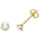 9CT GOLD ROUND CUBIC ZIRCONIA STUD EARRINGS