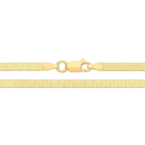 18ct Yellow Gold Flat Herringbone Necklace