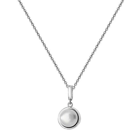 RHODIUM PLATED SILVER FRESHWATER PEARL NECKLACE