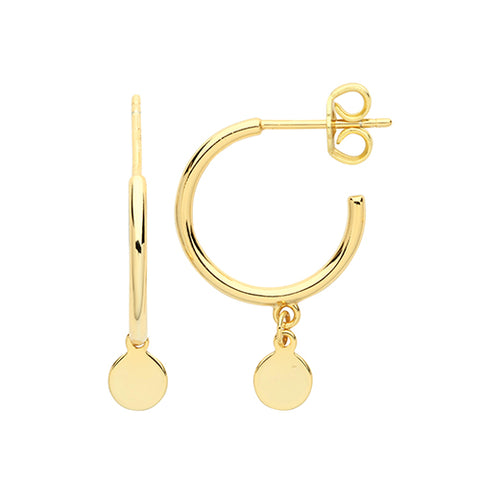GOLD VERMEIL DEMI HOOPS WITH DISC CHARM