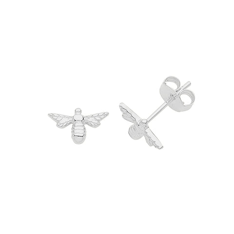 RHODIUM PLATED SILVER BEE STUDS