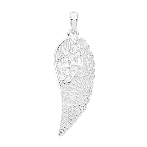 RHODIUM PLATED SILVER ANGEL WING PENDANT