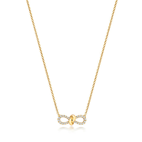 18CT GOLD DIAMOND BOW NECKLACE