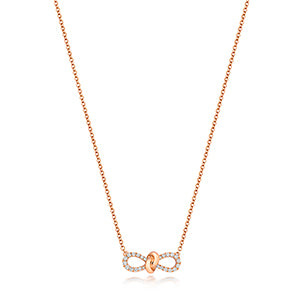 18CT ROSE GOLD DIAMOND BOW NECKLACE