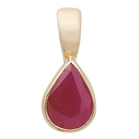 9CT GOLD PEAR CUT RUBOVER SET RUBY PENDANT