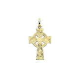 9CT GOLD SEMISOLID HAND ENGRAVED KNOTWORK CELTIC CROSS