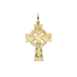 9CT GOLD SEMISOLID HAND ENGRAVED KNOTWORK CELTIC CROSS