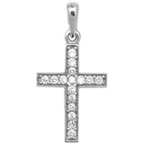 9CT WHITE GOLD CUBIC ZIRCONIA SET CROSS PENDANT