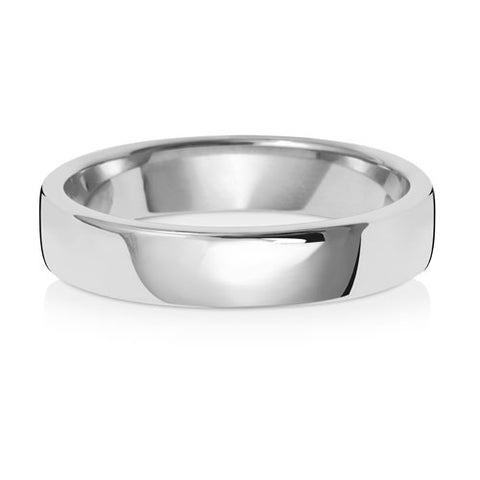 18CT WHITE GOLD 4MM SOFT COURT WEDDING BAND