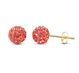 9CT GOLD BABY PINK DISCO BALL STUDS