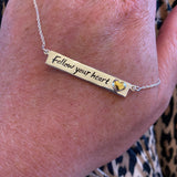 SILVER 'FOLLOW YOUR HEART' PLATE NECKLACE