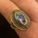 VINTAGE SILVER ABALONE SHELL RING