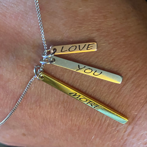 SILVER, ROSE AND GOLD VERMEIL 'LOVE YOU MORE' NECKLACE
