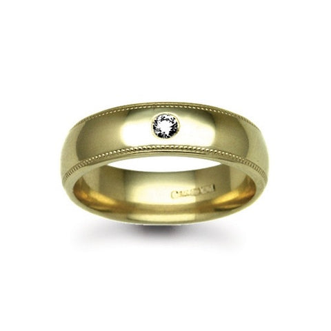 9CT GOLD RUBOVER SET DIAMOND MILLEGRAIN WEDDING BAND