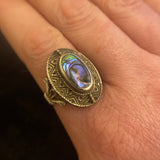 VINTAGE SILVER ABALONE SHELL RING