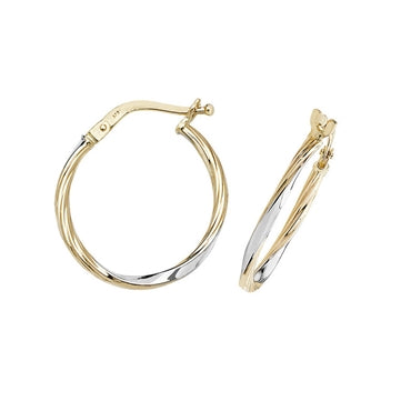 9CT TWO-COLOUR GOLD TWIST HOOPS