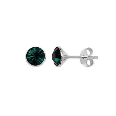 SILVER RUBOVER SET EMERALD COLOURED CUBIC ZIRCONIA STUDS