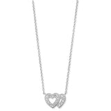 SILVER DOUBLE HEART CUBIC ZIRCONIA NECKLACE
