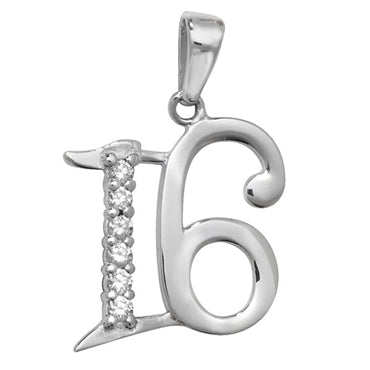 SILVER CUBIC ZIRCONIA 'COMING OF AGE' PENDANT