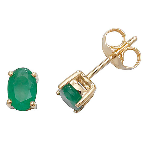 9CT GOLD OVAL EMERALD STUDS
