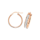 9CT ROSE & WHITE GOLD FROSTED HOOP EARRINGS