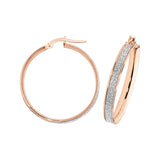 9CT ROSE & WHITE GOLD FROSTED HOOP EARRINGS