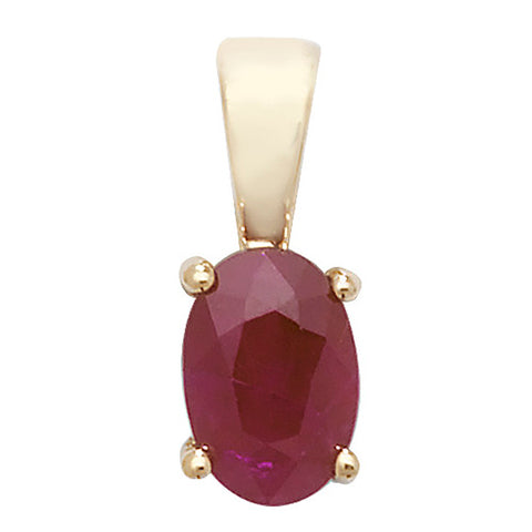 9CT GOLD OVAL CLAW SET RUBY PENDANT
