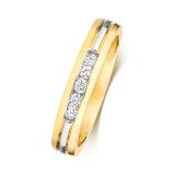 9CT YELLOW AND WHITE GOLD CHANNEL SET DIAMOND BAND