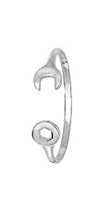 9CT WHITE GOLD BABIES SPANNER BANGLE