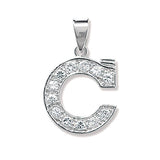 SILVER MEDIUM CUBIC ZIRCONIA SET INITIAL PENDANT