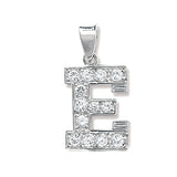 SILVER MEDIUM CUBIC ZIRCONIA SET INITIAL PENDANT