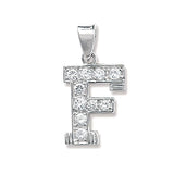 SILVER MEDIUM CUBIC ZIRCONIA SET INITIAL PENDANT