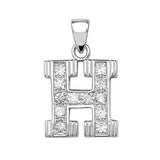 SILVER MEDIUM CUBIC ZIRCONIA SET INITIAL PENDANT