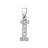 SILVER MEDIUM CUBIC ZIRCONIA SET INITIAL PENDANT