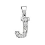 SILVER MEDIUM CUBIC ZIRCONIA SET INITIAL PENDANT